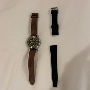 Nivada Grenchen Brown and Black Watch with Extra Straps